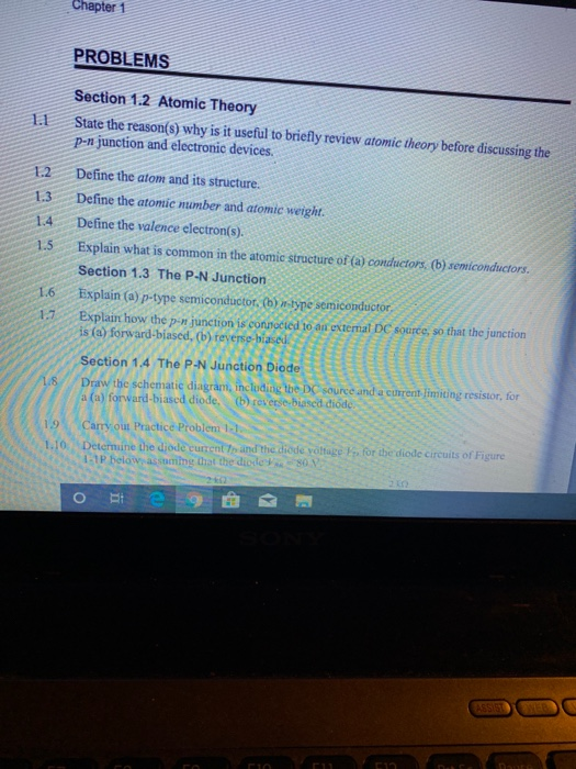 Solved Chapter 1 PROBLEMS Section 1.2 Atomic Theory State | Chegg.com