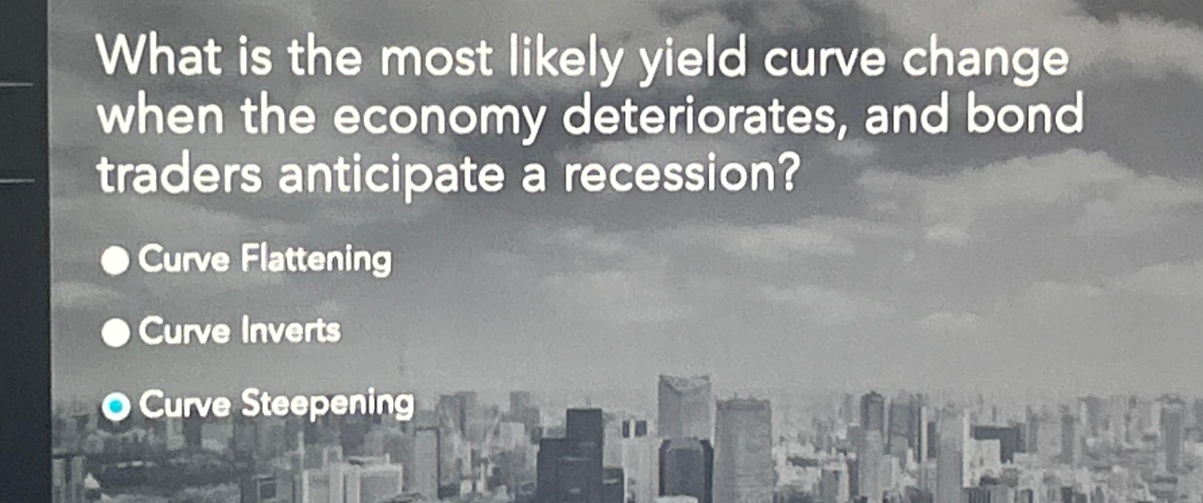 Solved What is the most likely yield curve change when the