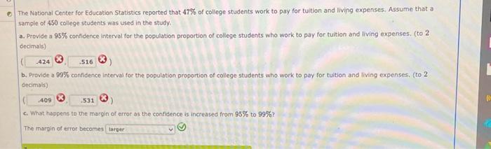 Solved The National Center for Education Statistics reported | Chegg.com