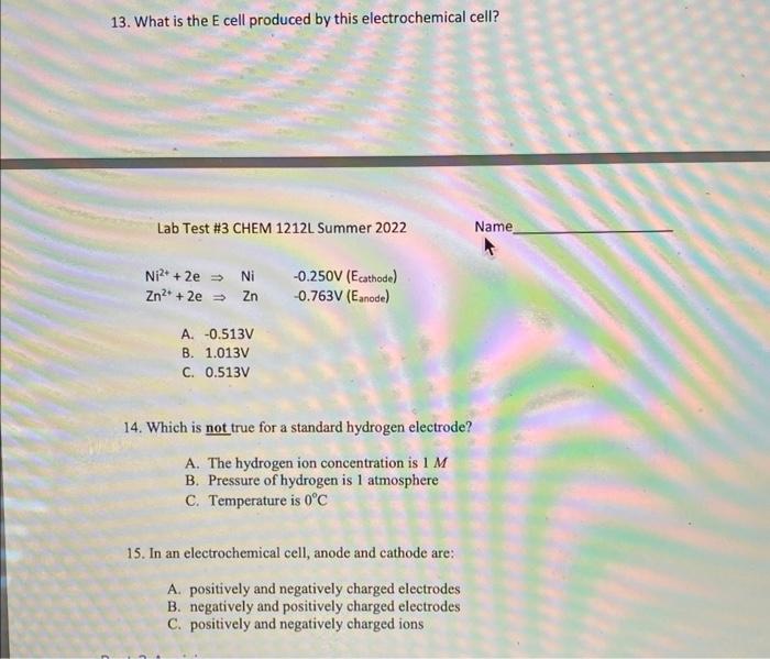 Solved 13. What is the E cell produced by this | Chegg.com