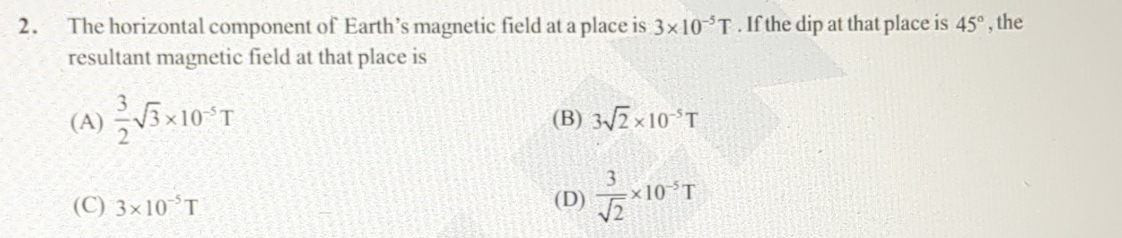 Solved The horizontal component of Earth's magnetic field at | Chegg.com
