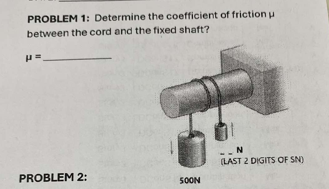 Solved PROBLEM 1: Determine the coefficient of friction μ | Chegg.com