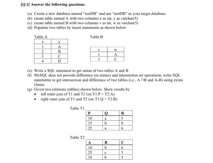 Solved IQ.1) Answer the following questions (a) Create a new | Chegg.com