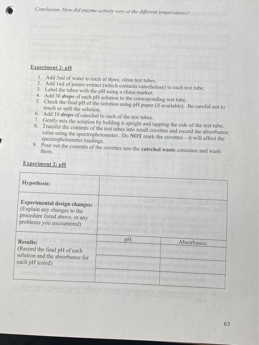 Solved Name: Bio 100 - Lab 4 Experiment 1. Temperature | Chegg.com