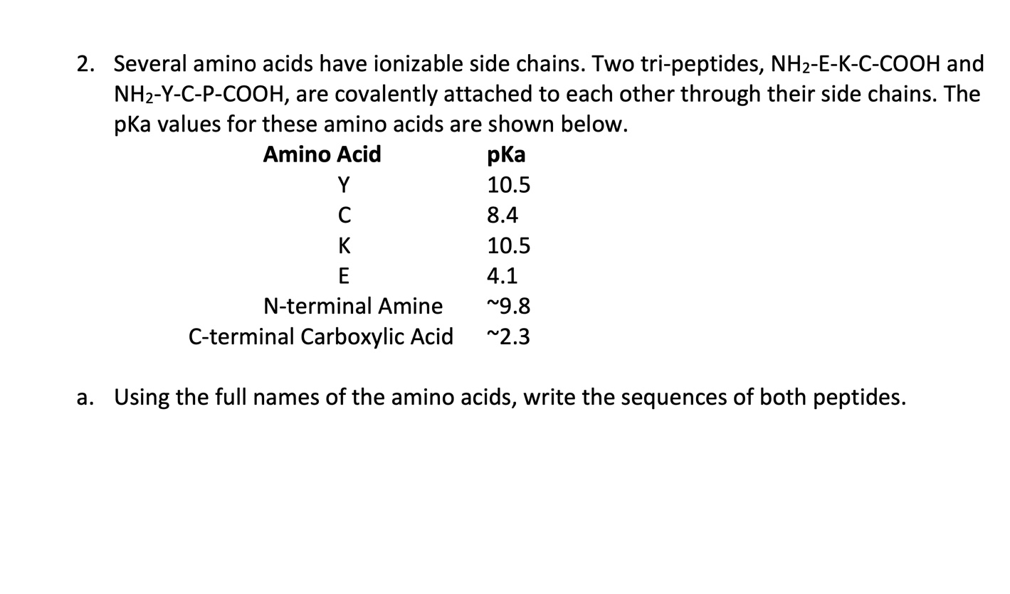 Several amino acids have ionizable side chains. Two