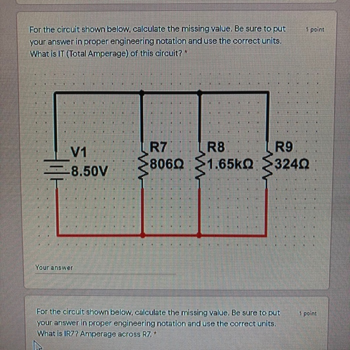 Solved 1 point For the circuit shown below, calculate the | Chegg.com