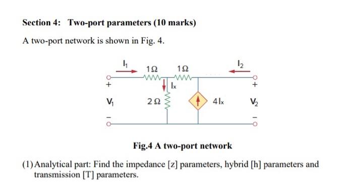 Solved Section 4: Two-port parameters (10 marks) A two-port | Chegg.com