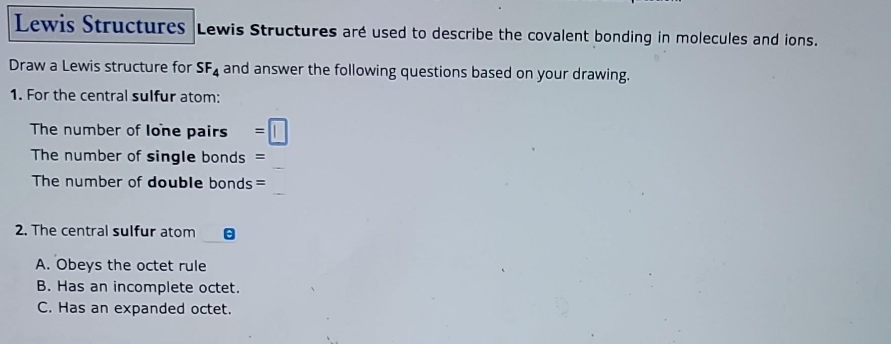 Solved Lewis Structures are used to describe the covalent | Chegg.com