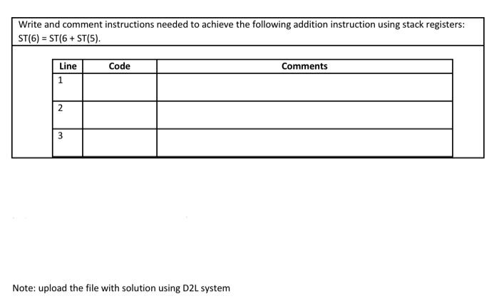 Solved Write and comment instructions needed to achieve the | Chegg.com