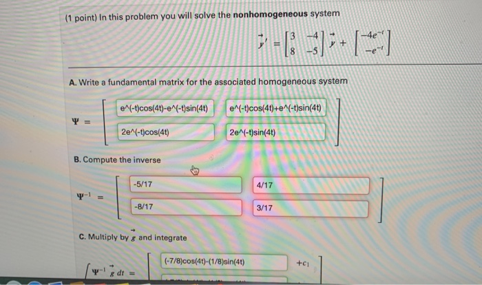 Solved (1 Point) In This Problem You Will Solve The | Chegg.com