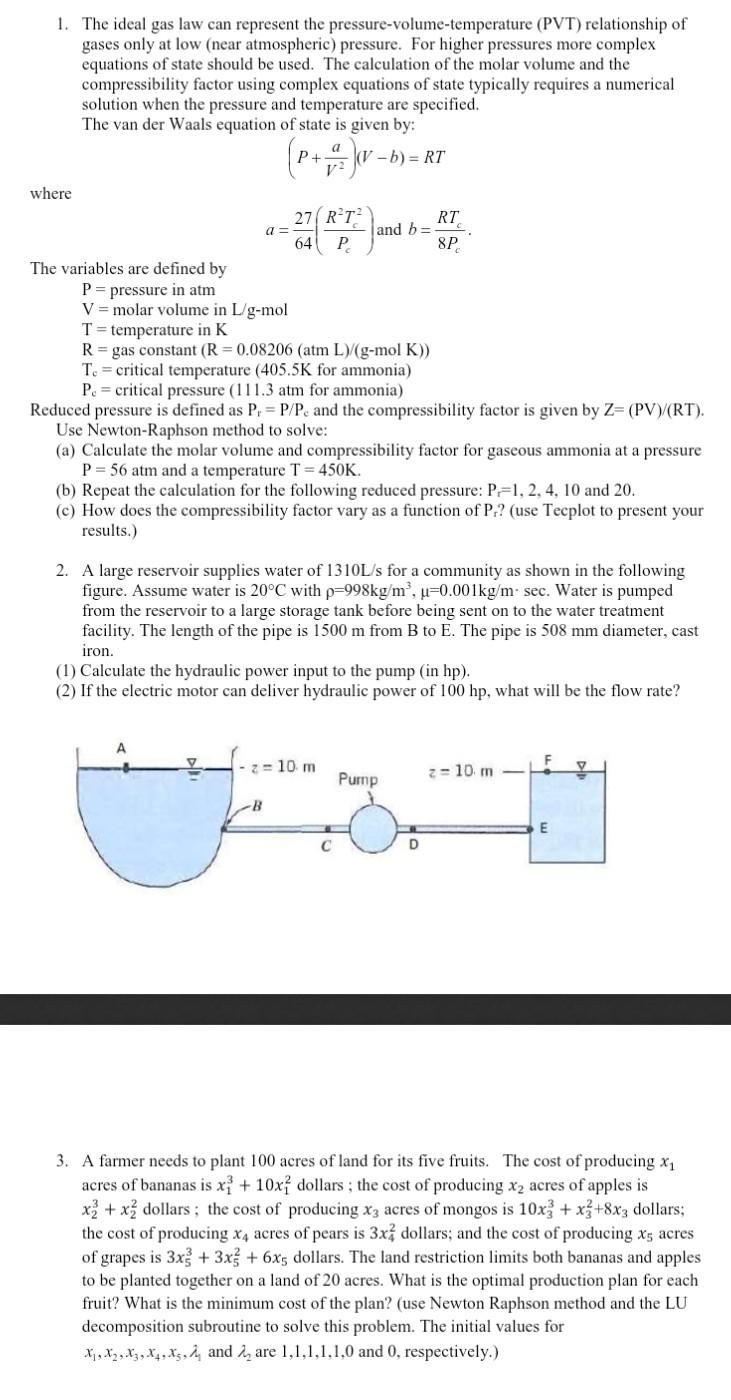 20.If Z is a compressibility factor, van der Waals equation at low