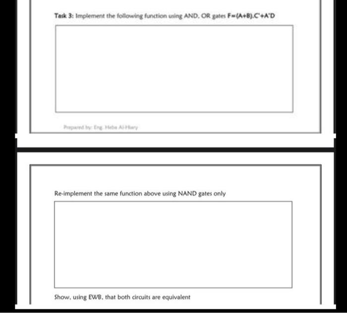 Solved Task 6: Implement the following function using NAND | Chegg.com
