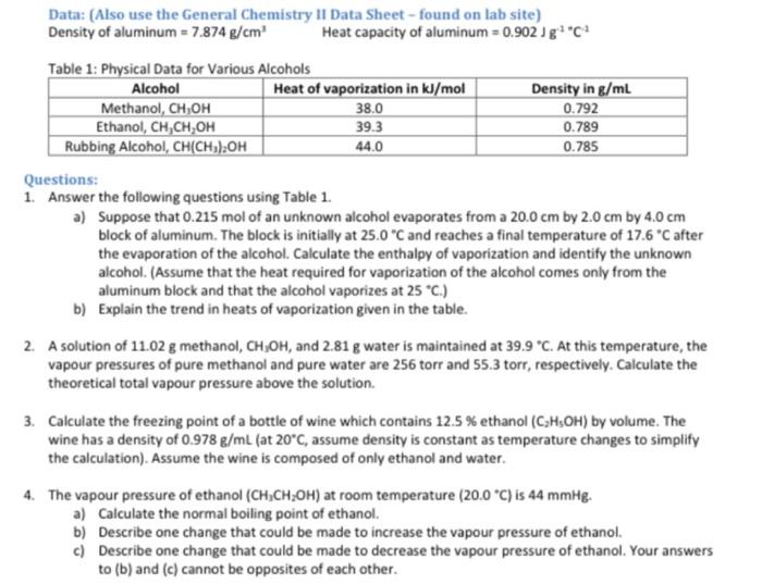 Solved Data: (Also use the General Chemistry II Data Sheet - | Chegg.com
