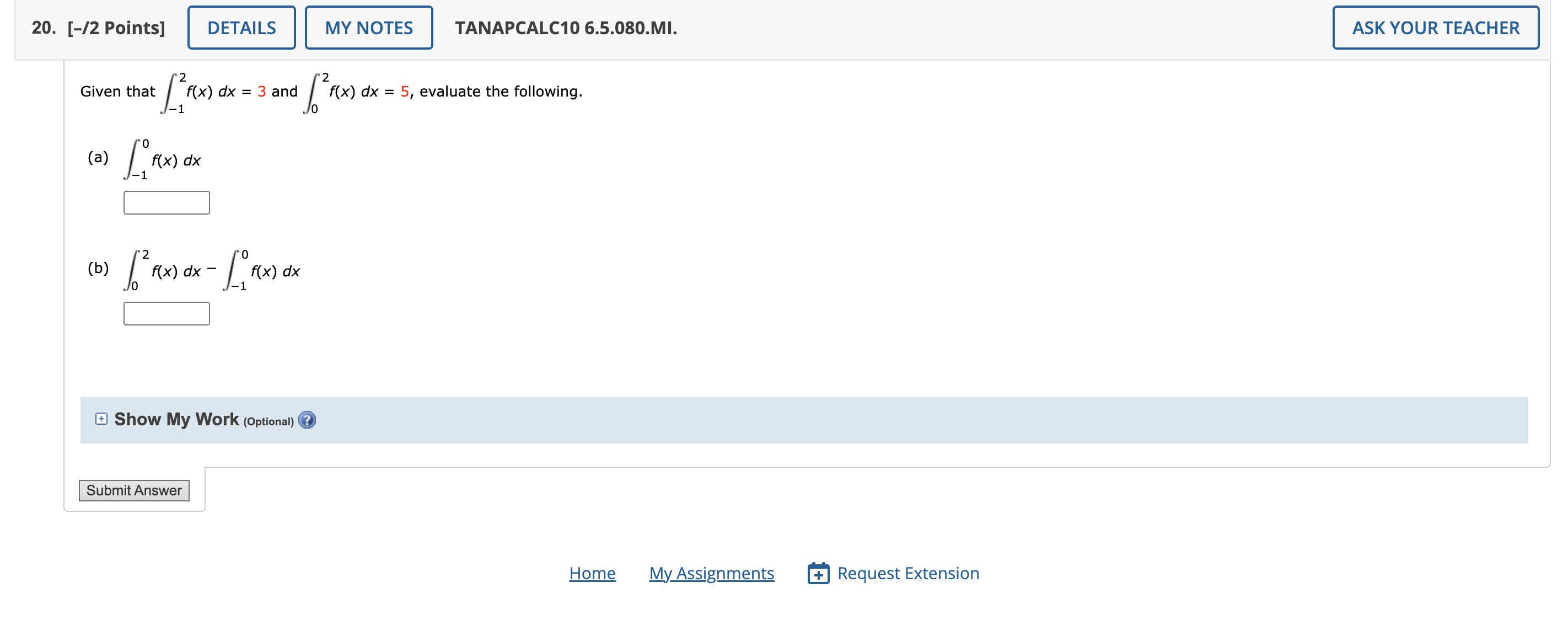 Solved [-/2 ﻿Points]TANAPCALC10 6.5.080.MI.Given that | Chegg.com