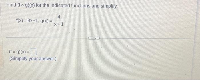 Solved Find (f∘g)(x) for the indicated functions and | Chegg.com