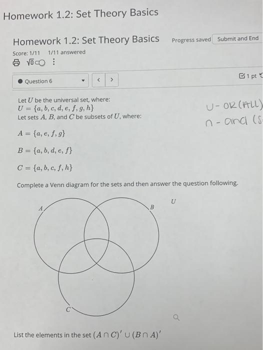 Solved Homework 1.2: Set Theory Basics Homework 1.2: Set | Chegg.com