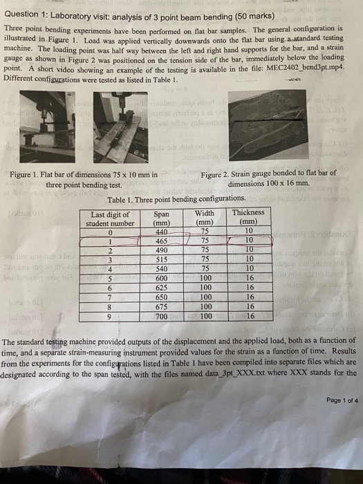 Solved Question 1: Laboratory visit: analysis of 3 point | Chegg.com