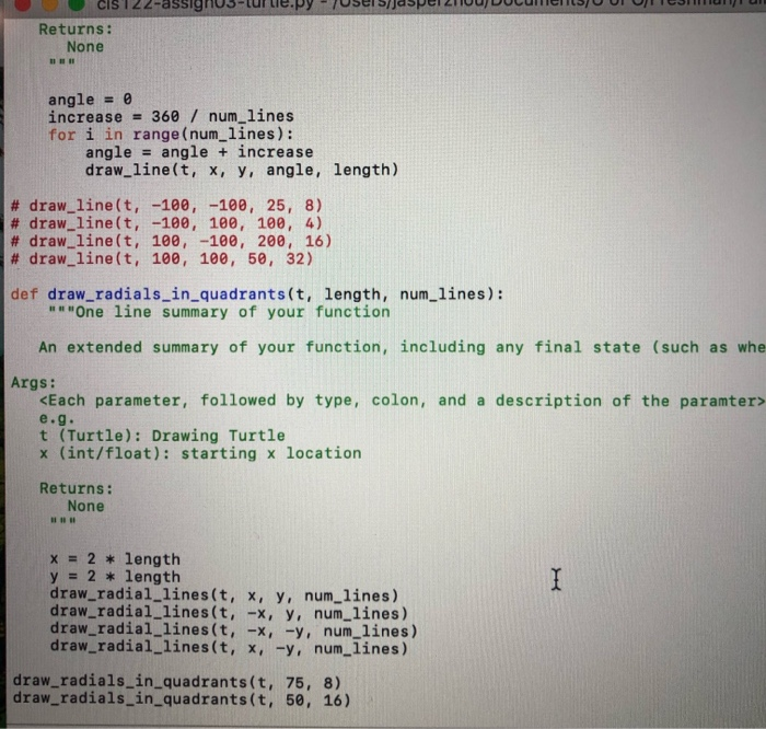 solved draw the turtle code for python + draw the... Solved import turtle turtle. Turtle () t def draw line (t, | Chegg.com