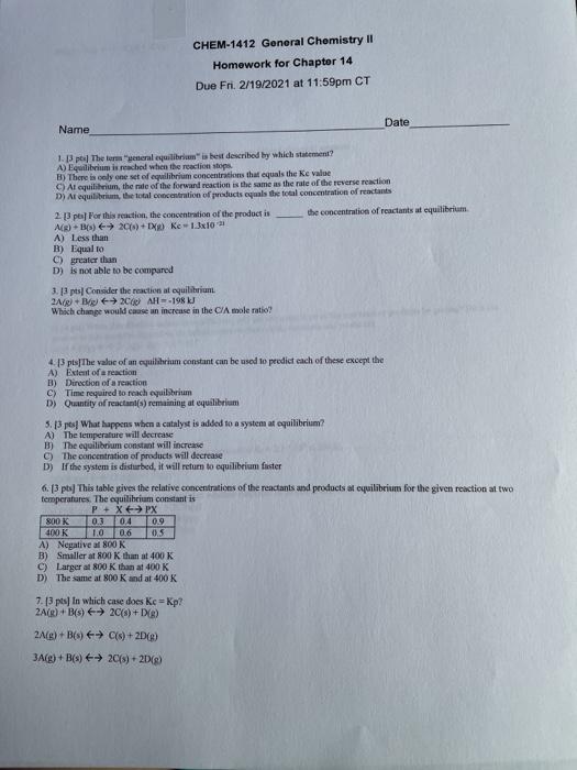 Solved Chem 1412 General Chemistry Ii Homework For Chapter