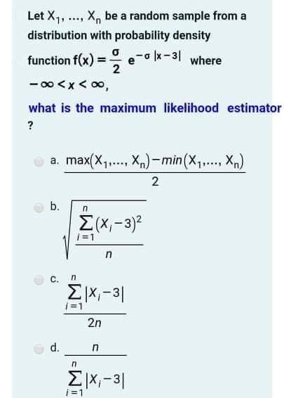 Solved e-px-31 where Let X1, ..., X, be a random sample from | Chegg.com