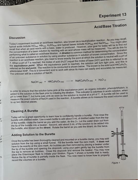 experiment 13 acid base titration