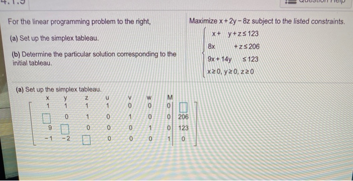 Solved For the linear programming problem to the right, (a) | Chegg.com