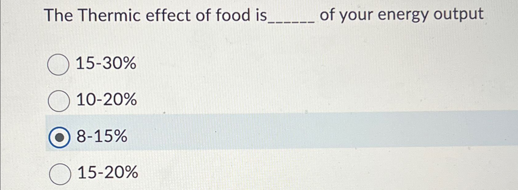 Solved The Thermic effect of food is of your energy