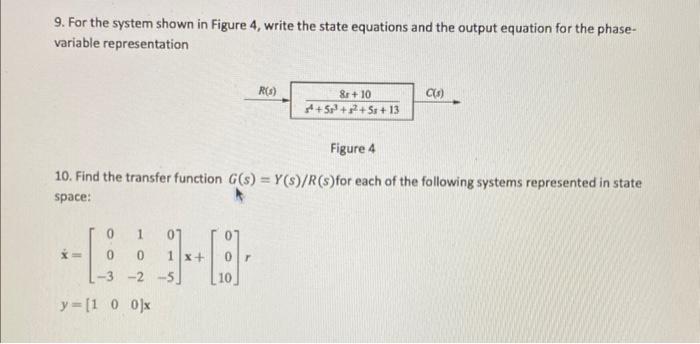 Solved 9. For the system shown in Figure 4, write the state | Chegg.com