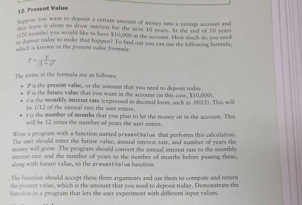 Solved 12. Present Value then leave it alone to draw | Chegg.com