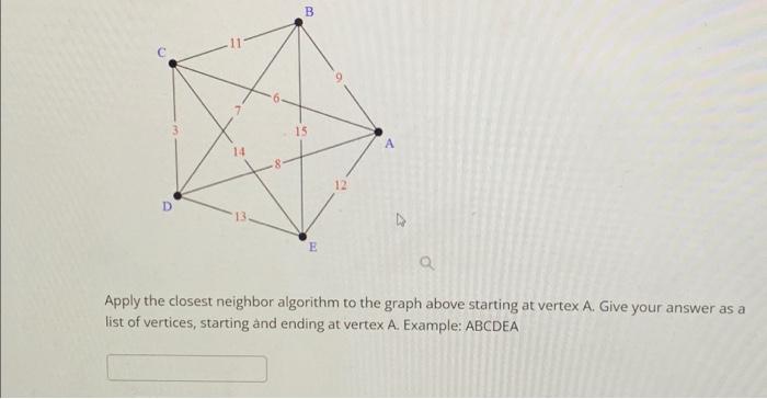 Solved Apply the closest neighbor algorithm to the graph | Chegg.com