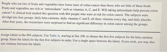 Solved People who eat lots of fruits and vegetables have | Chegg.com