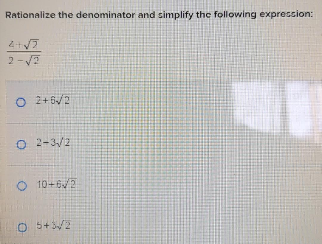 Solved Rationalize The Denominator And Simplify The Follo Chegg Com