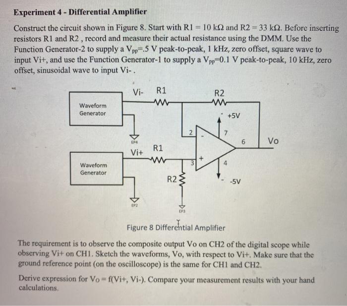 Solved Experiment 4 - Differential Amplifier Construct The | Chegg.com