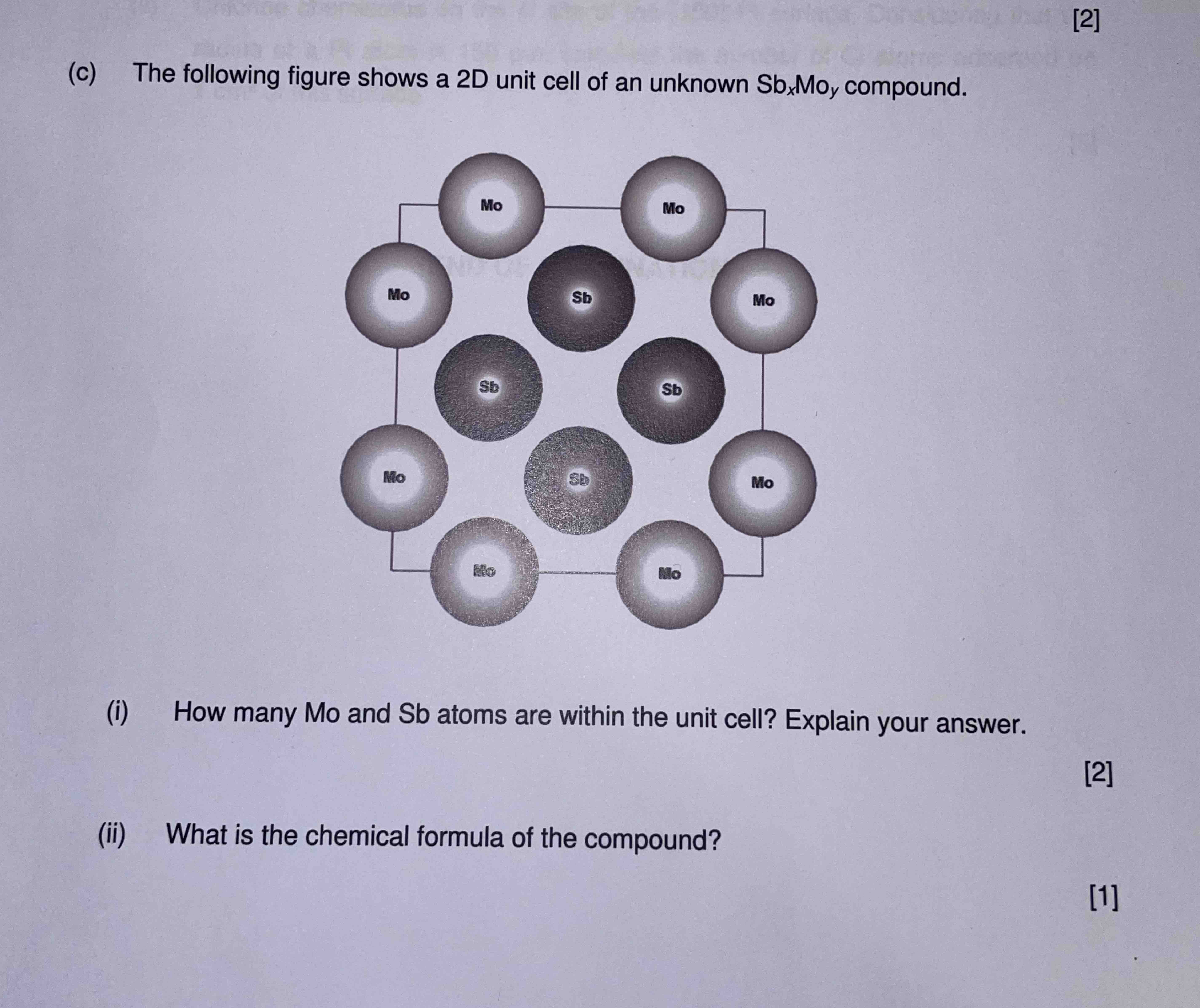 Solved (c) ﻿The following figure shows a 2D unit cell of an | Chegg.com