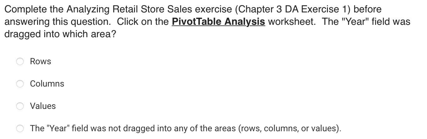 Solved Complete the Analyzing Retail Store Sales exercise | Chegg.com