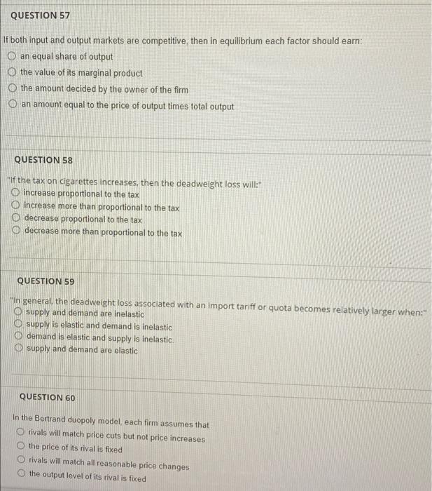 Solved QUESTION 57 If both input and output markets are | Chegg.com