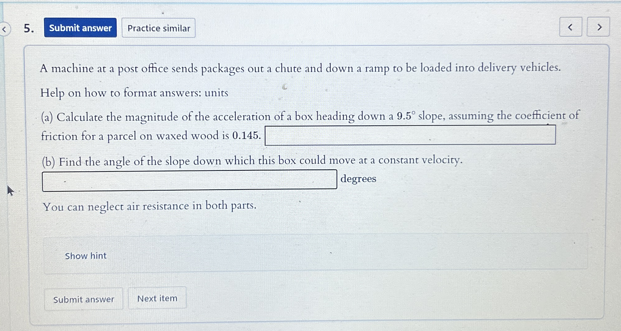 Solved A machine at a post office sends packages out a chute