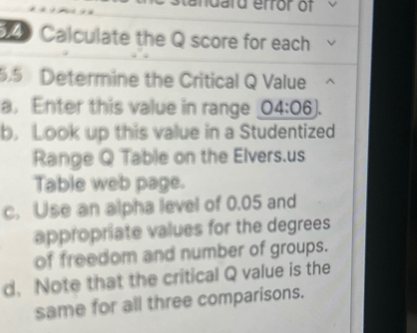Calculate the Q score for each5.5 ﻿Determine the