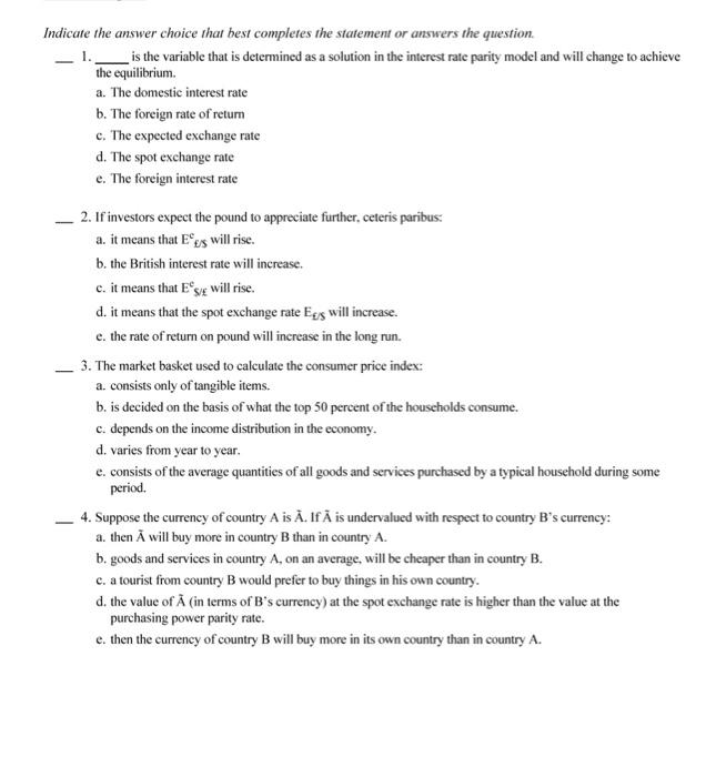 Solved Indicate the answer choice that best completes the | Chegg.com