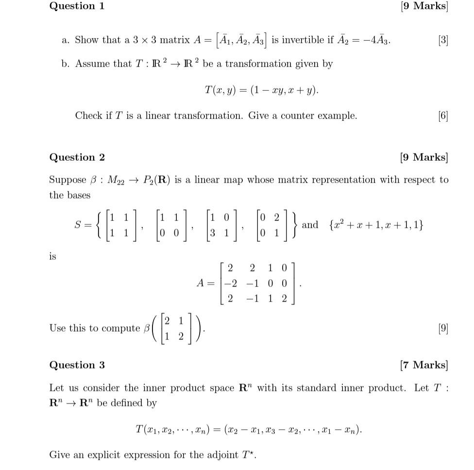 Solved a. Show that a 3×3 matrix A=[Aˉ1,Aˉ2,Aˉ3] is | Chegg.com