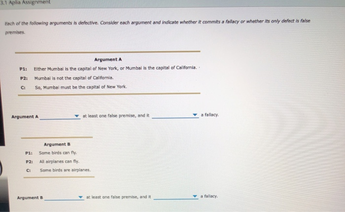 Solved 1 AS Assigen Each Of The Following Arguments Is | Chegg.com