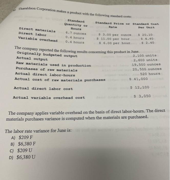 Solved The Company Applies Variable Overhead On The Basis Of | Chegg.com