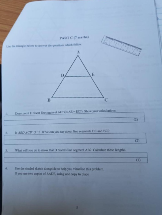 Solved Part C 7 Marks The Triangle Below To Answer The Q Chegg Com