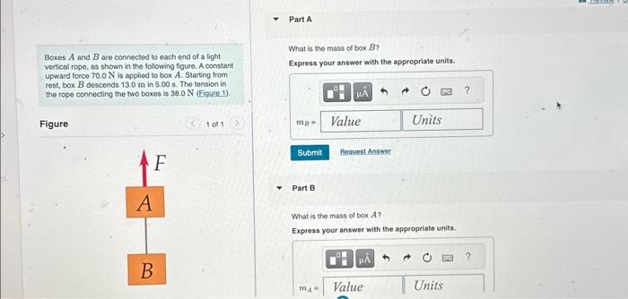 Solved What is the mass of box B ? Boxes A and B are | Chegg.com