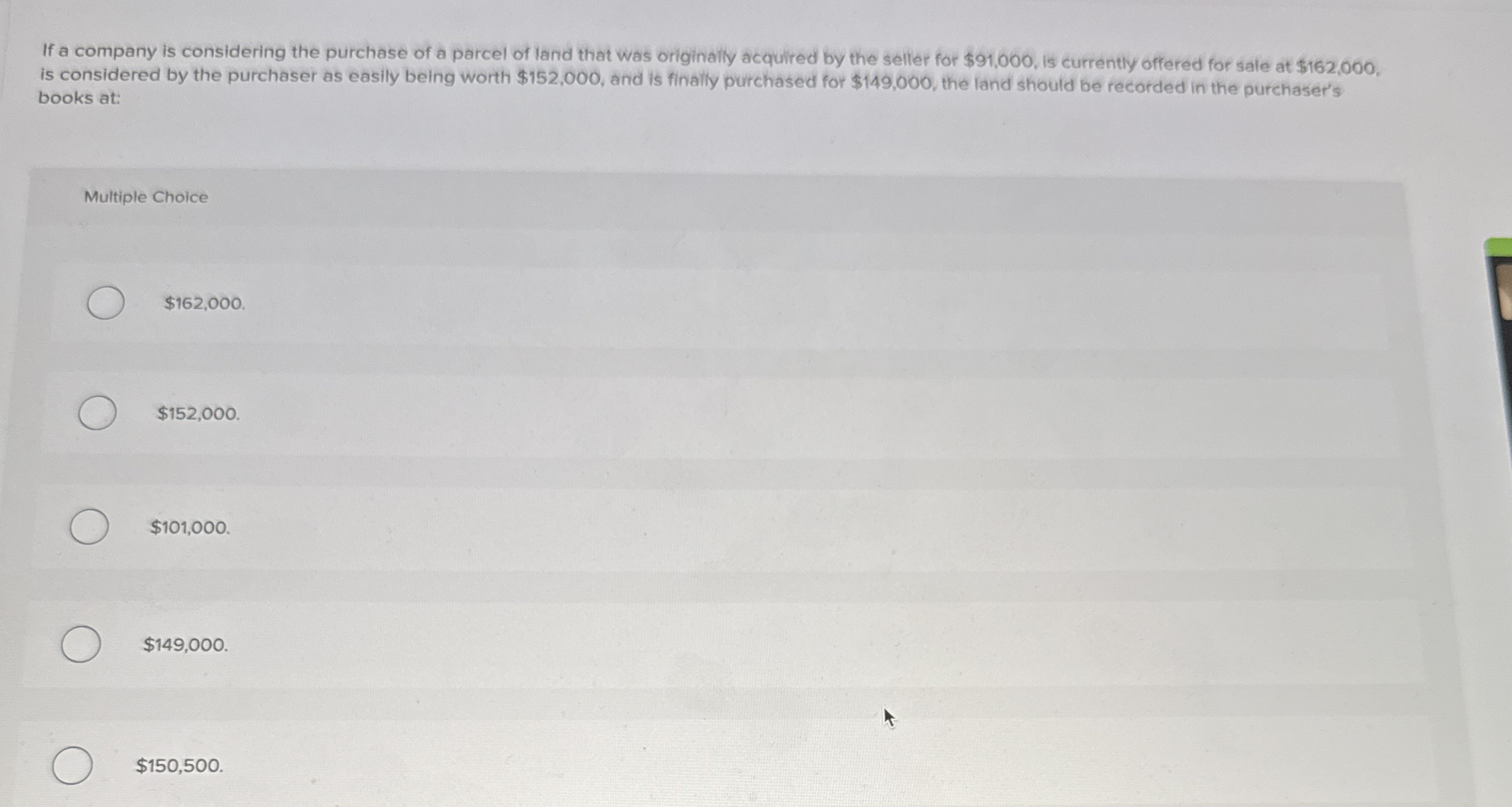 Solved If A Company Is Considering The Purchase Of A Parcel Chegg Com