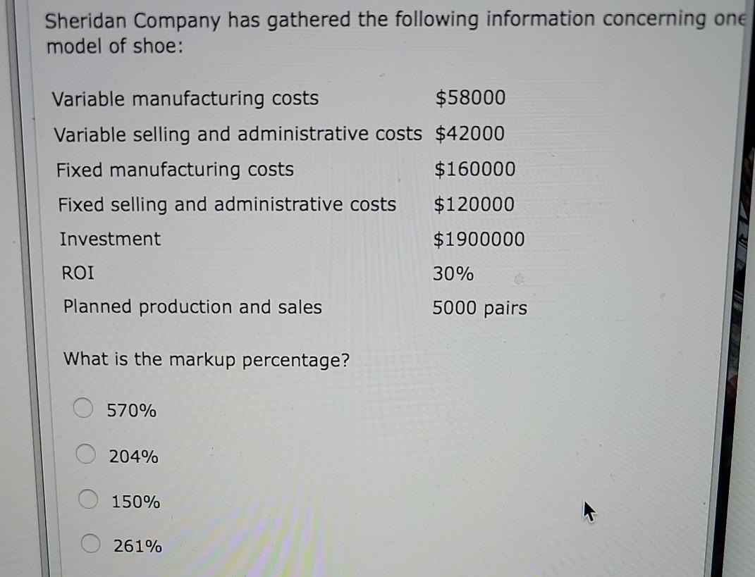 Solved Sheridan Company Has Gathered The Following Chegg Com