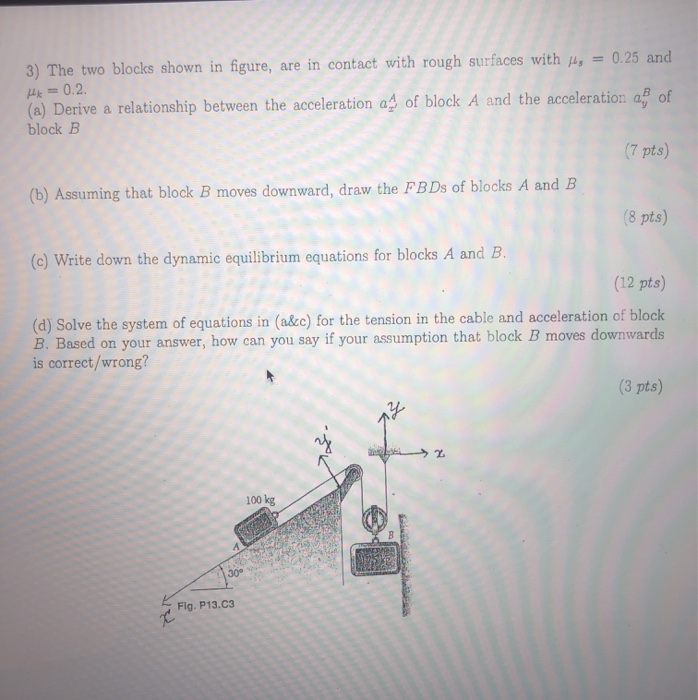 Solved 3) The two blocks shown in figure, are in contact | Chegg.com