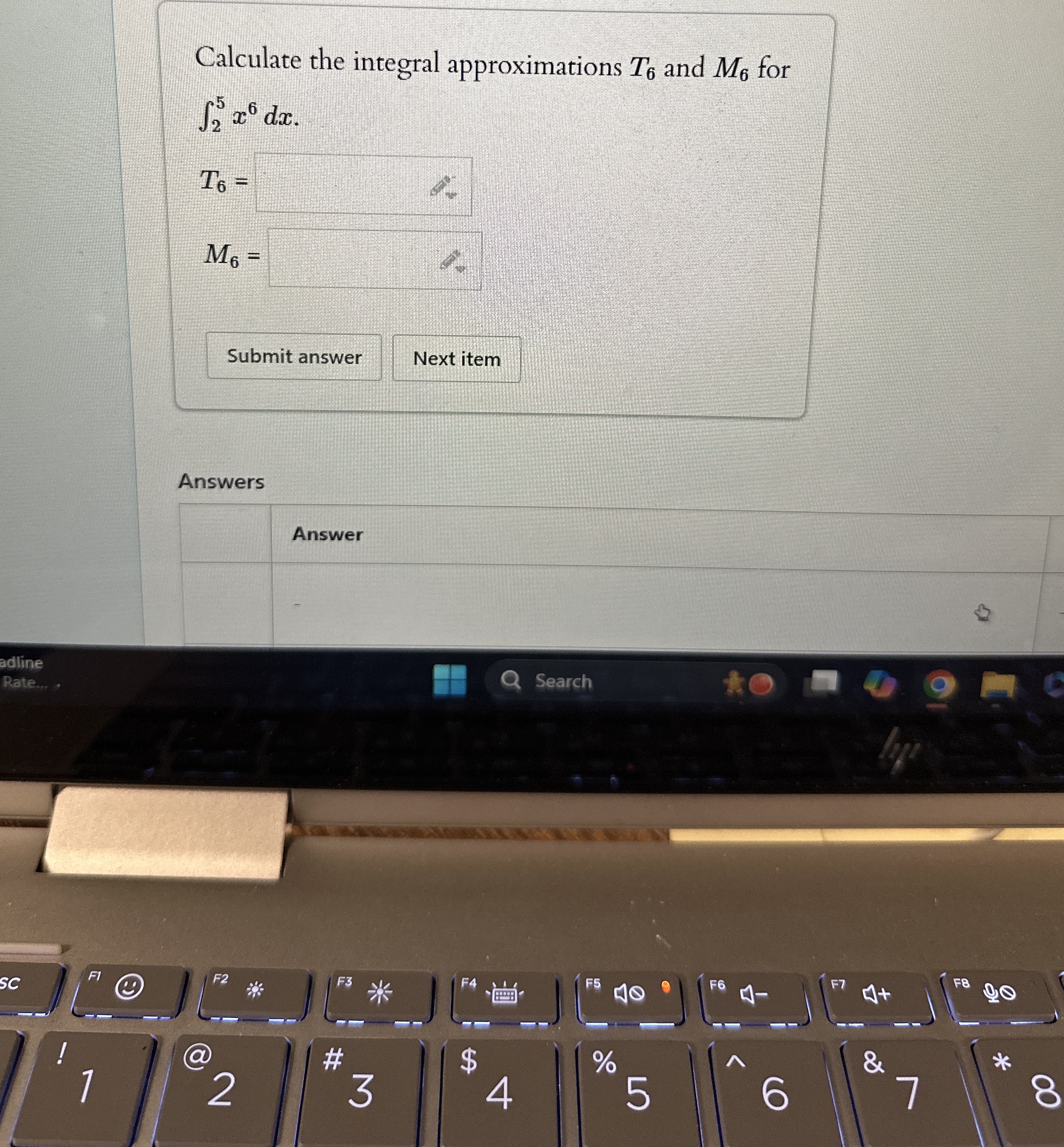 Calculate the integral approximations T6 ﻿and M6 | Chegg.com