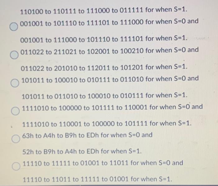 Solved Which of the following State Variable binary code | Chegg.com