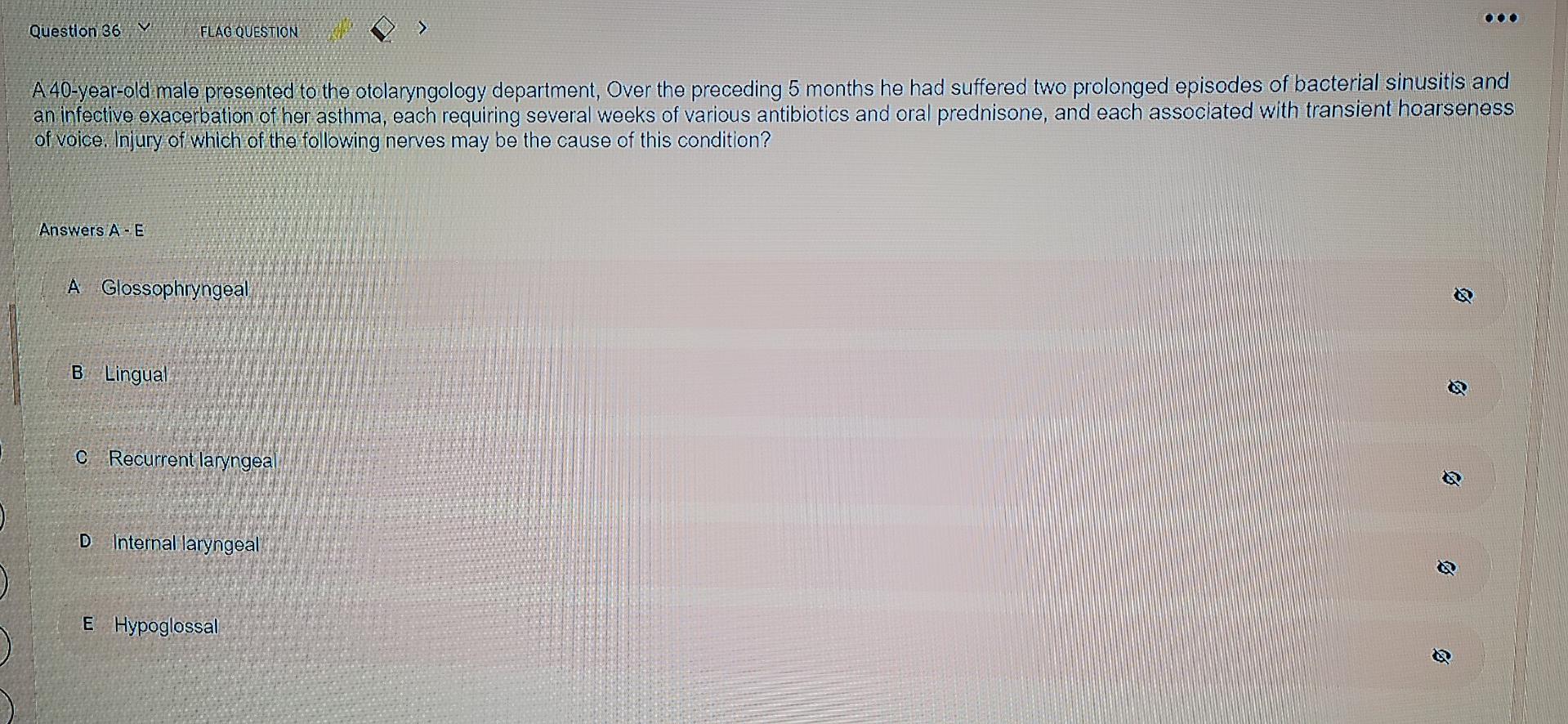 Solved 000 Question 36 Y FLAG QUESTION > A 40-year-old male | Chegg.com